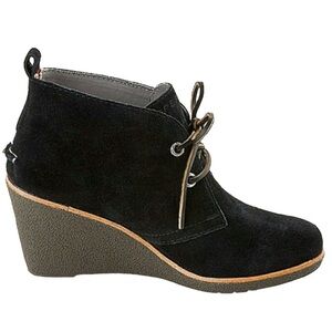 SPERRY | Women’s Black Suede Harlow Lace-Up Round Toe Wedge Bootie Boot size 9.5